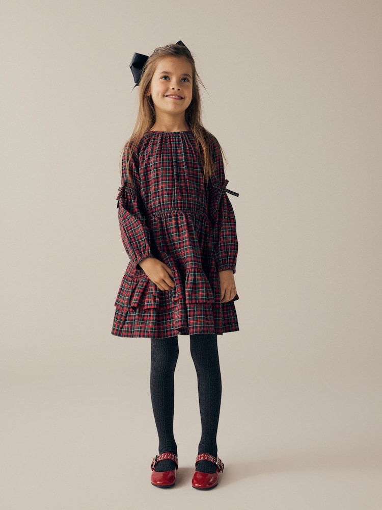 Red Tartan Check 100% Cotton Dress (3-16yrs) - Image 1 of 11