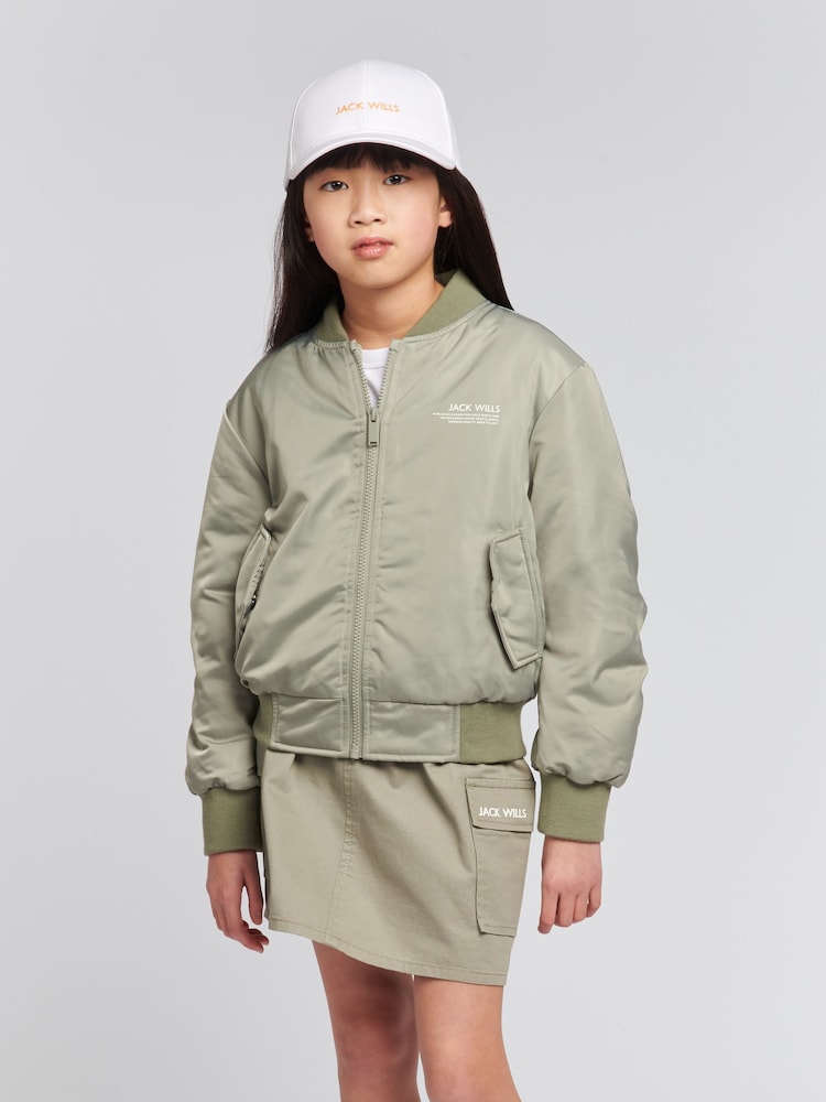 Jack Wills Grey Girls Utility Bomber Jacket - Image 1 of 4