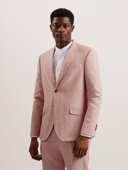 Ted Baker Pink Damaskj Slim Cotton Linen Blazer - Image 1 of 6