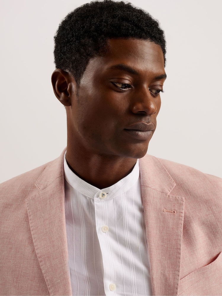 Ted Baker Pink Damaskj Slim Cotton Linen Blazer - Image 2 of 6