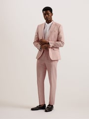 Ted Baker Pink Damaskj Slim Cotton Linen Blazer - Image 3 of 6