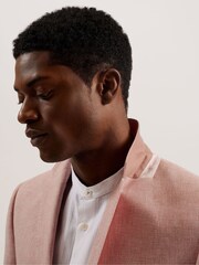 Ted Baker Pink Damaskj Slim Cotton Linen Blazer - Image 4 of 6