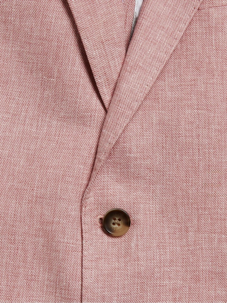 Ted Baker Pink Damaskj Slim Cotton Linen Blazer - Image 6 of 6