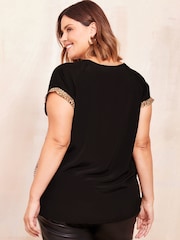 Friends Like These Black Short Sleeve Round Neck Blouse - Image 4 of 4