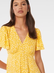 Forever New Yellow Pria Button Through Mini Dress - Image 2 of 5
