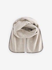 Neutral With Black Whipstitch Heavyweight Blanket Scarf - Image 4 of 6