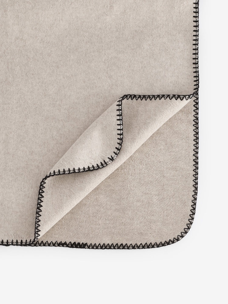 Neutral With Black Whipstitch Heavyweight Blanket Scarf - Image 6 of 6