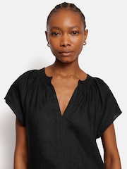 Jigsaw Linen Smocked T-Shirt Dress - Image 2 of 6