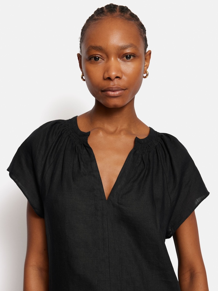 Jigsaw Linen Smocked T-Shirt Dress - Image 2 of 6