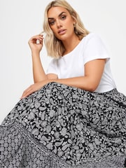 Yours Curve Black Tiered Boho Skirt - Image 4 of 6