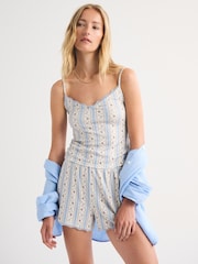 Abercrombie & Fitch White Pointelle Floral Stripe Pyjama Cami Top - Image 1 of 6