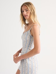Abercrombie & Fitch White Pointelle Floral Stripe Pyjama Cami Top - Image 3 of 6