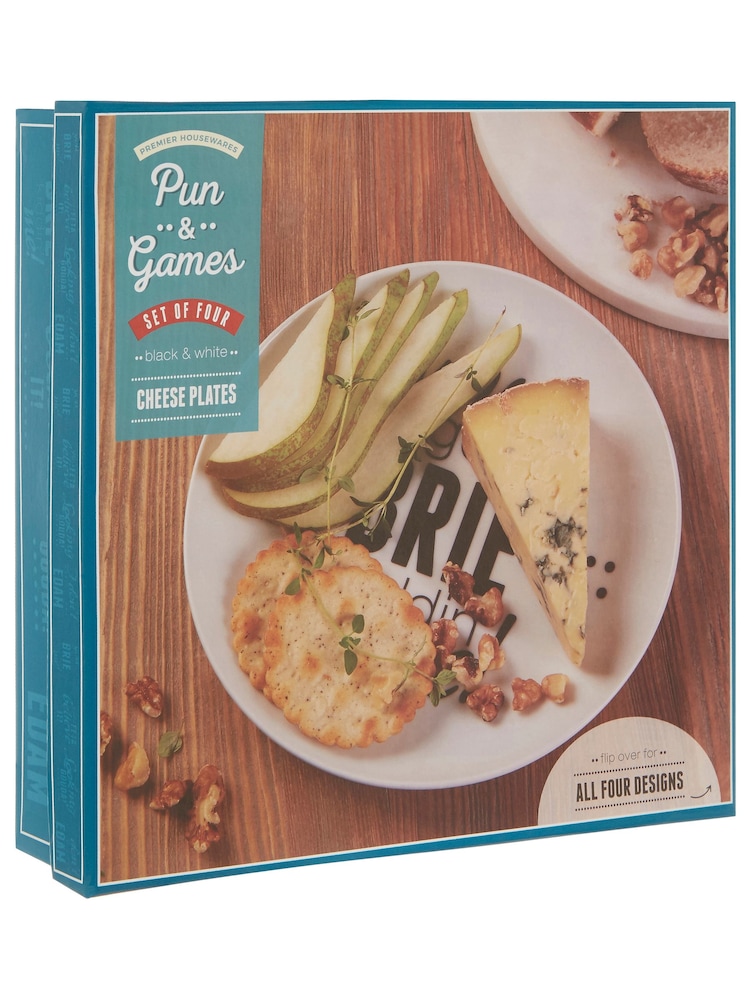 Maison by Premier Black Pun And Games Cheese Plates Set Of 4 - Image 6 of 6