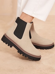Friends Like These Brown Contrast Faux Leather Chunky Flat Chelsea Boot - Image 1 of 4