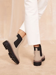 Friends Like These Brown Contrast Faux Leather Chunky Flat Chelsea Boot - Image 4 of 4