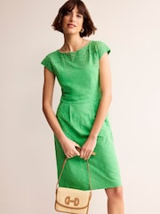 Boden Green 100% Cotton Florrie Broderie Jersey Dress - Image 1 of 5