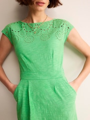 Boden Green 100% Cotton Florrie Broderie Jersey Dress - Image 2 of 5