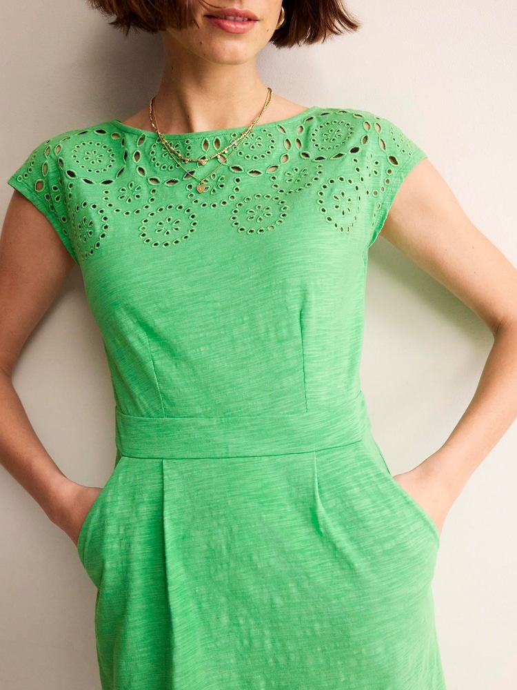 Boden Green 100% Cotton Florrie Broderie Jersey Dress - Image 2 of 5