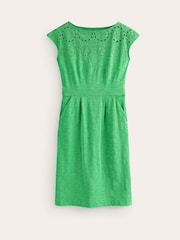 Boden Green 100% Cotton Florrie Broderie Jersey Dress - Image 5 of 5