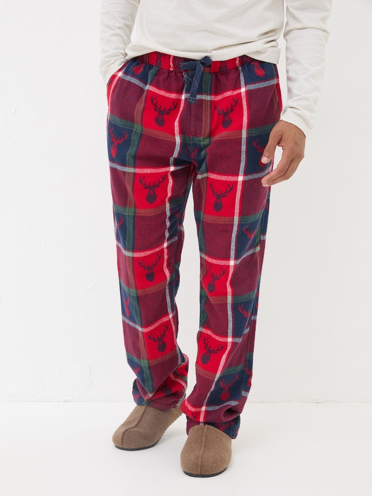 FatFace Red Stag Jacquard Pyjama Bottoms - Image 1 of 6