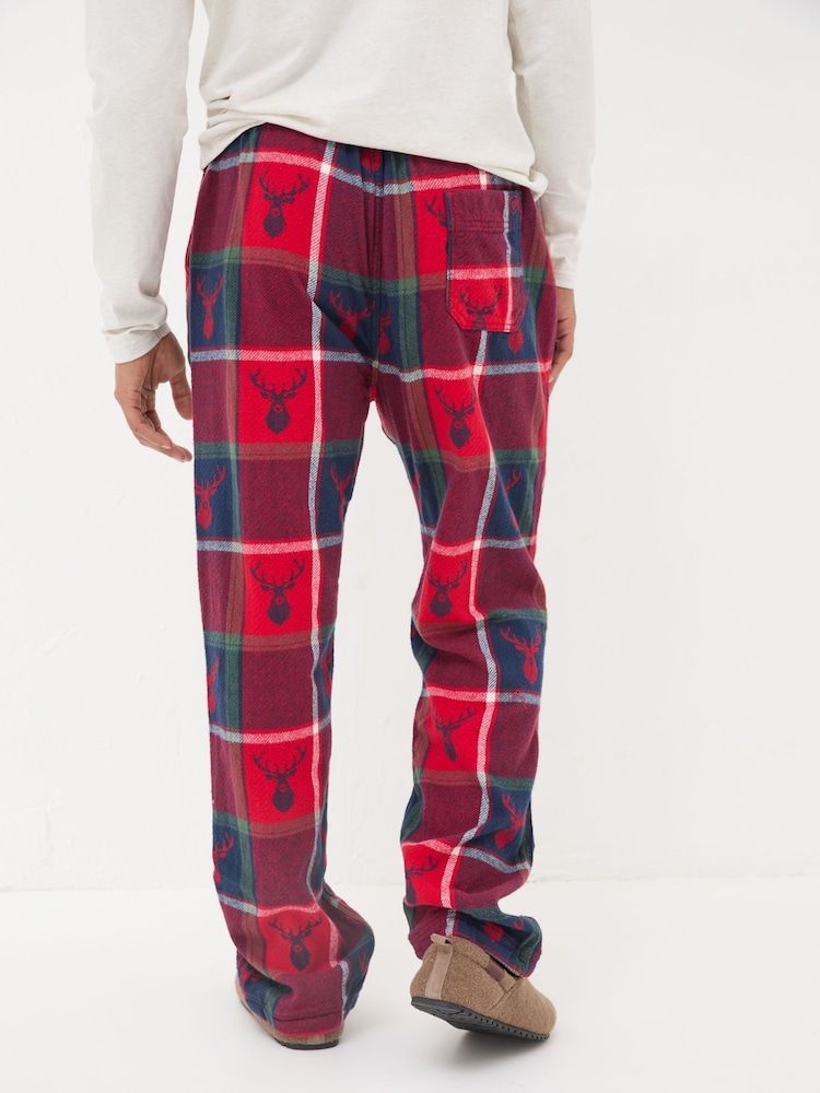 FatFace Red Stag Jacquard Pyjama Bottoms - Image 2 of 6
