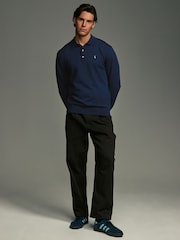 Blue Navy Stag Logo Regular Fit Knitted Long Sleeve Polo Shirt - Image 2 of 8