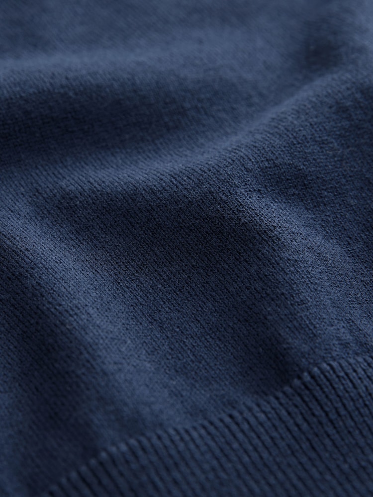 Blue Navy Stag Logo Regular Fit Knitted Long Sleeve Polo Shirt - Image 7 of 8