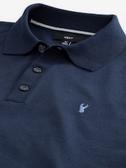 Blue Navy Stag Logo Regular Fit Knitted Long Sleeve Polo Shirt - Image 8 of 8