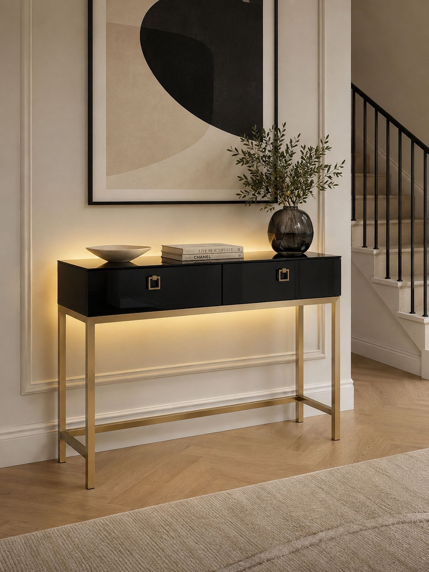 Frank Olsen Unisex Midnight Black Lyra Smart Two Drawer Console Table