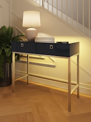 Frank Olsen Midnight Black Lyra SMART Two Drawer Console Table - Image 1 of 9