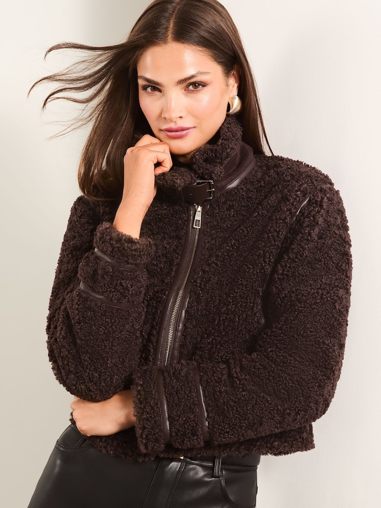 Braun - Lipsy, Bikerjacke aus Lammfell - Bild 2 von 5 Braun - Lipsy, Bikerjacke aus Lammfell - Bild 2 von 5