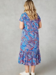 Live Unlimited Blue Curve Multi Paisley Print V-Neck Dress - Image 4 of 8
