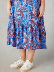 Live Unlimited Blue Curve Multi Paisley Print V-Neck Dress - Image 5 of 8