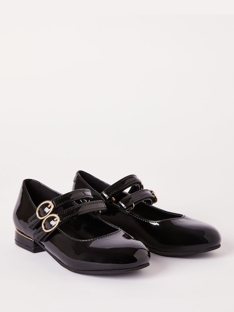 Lipsy Black Faux Leather Block Heel Double Strap Mary Jane School Shoe - Image 2 of 4