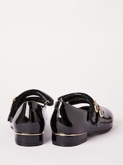 Lipsy Black Faux Leather Block Heel Double Strap Mary Jane School Shoe - Image 3 of 4
