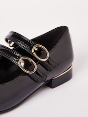 Lipsy Black Faux Leather Block Heel Double Strap Mary Jane School Shoe - Image 4 of 4