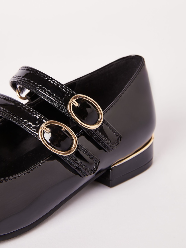 Lipsy Black Faux Leather Block Heel Double Strap Mary Jane School Shoe - Image 4 of 4