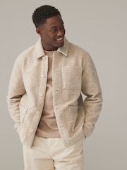 Neutral Borg Shacket with Wool - Image 1 of 8
