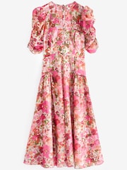 Ted Baker Pink Botani Puff Sleeve Midi Dress - Image 5 of 7