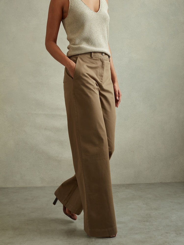 Reiss Eva Wide-Leg-Hose aus Baumwollmischung - Bild 1 von 6