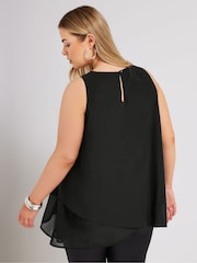Yours Curve Black London Layered Sleeveless Blouse - Image 3 of 5