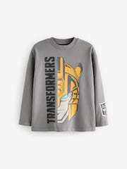 Taupe Brown Transformers Licensed Long Sleeve 100% Cotton T-Shirt (3-16yrs) - Image 1 of 4