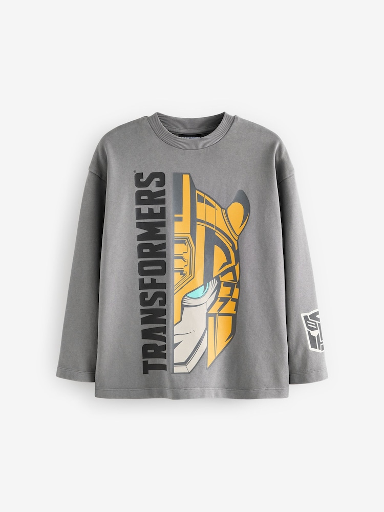 Taupe Brown Transformers Licensed Long Sleeve 100% Cotton T-Shirt (3-16yrs) - Image 1 of 4