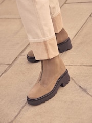 Khaki Green Suede Forever Comfort® Zip Front Heeled Boots - Image 2 of 4