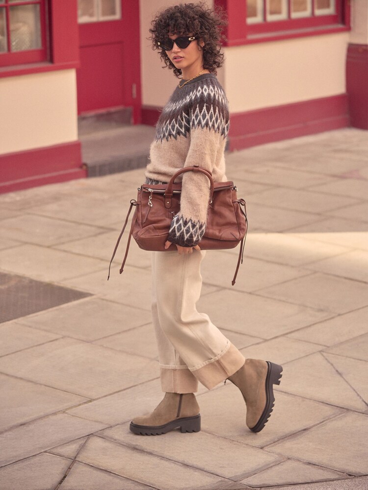 Buy Khaki Green Suede Forever Comfort® Zip Front Heeled Boots from