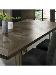 Bentley Designs Fumed Oak Brass Athena 4-6 Extension Dining Table - Image 1 of 6