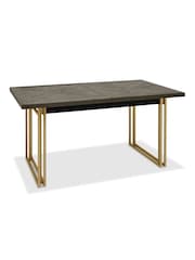 Bentley Designs Fumed Oak Brass Athena 4-6 Extension Dining Table - Image 2 of 6