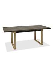 Bentley Designs Fumed Oak Brass Athena 4-6 Extension Dining Table - Image 4 of 6