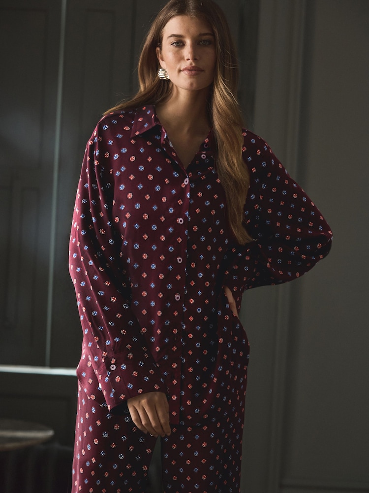 Burgundy Viscose Blend Long Sleeve Shirt - Image 1 of 6