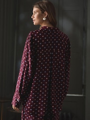 Burgundy Viscose Blend Long Sleeve Shirt - Image 3 of 6